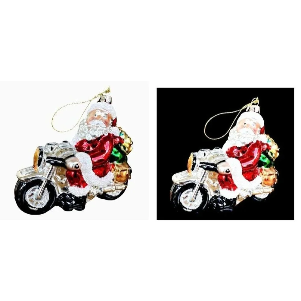 Santa Claus Motorcycle Christmas Ornament New Sleigh Toys North Pole Bike READ